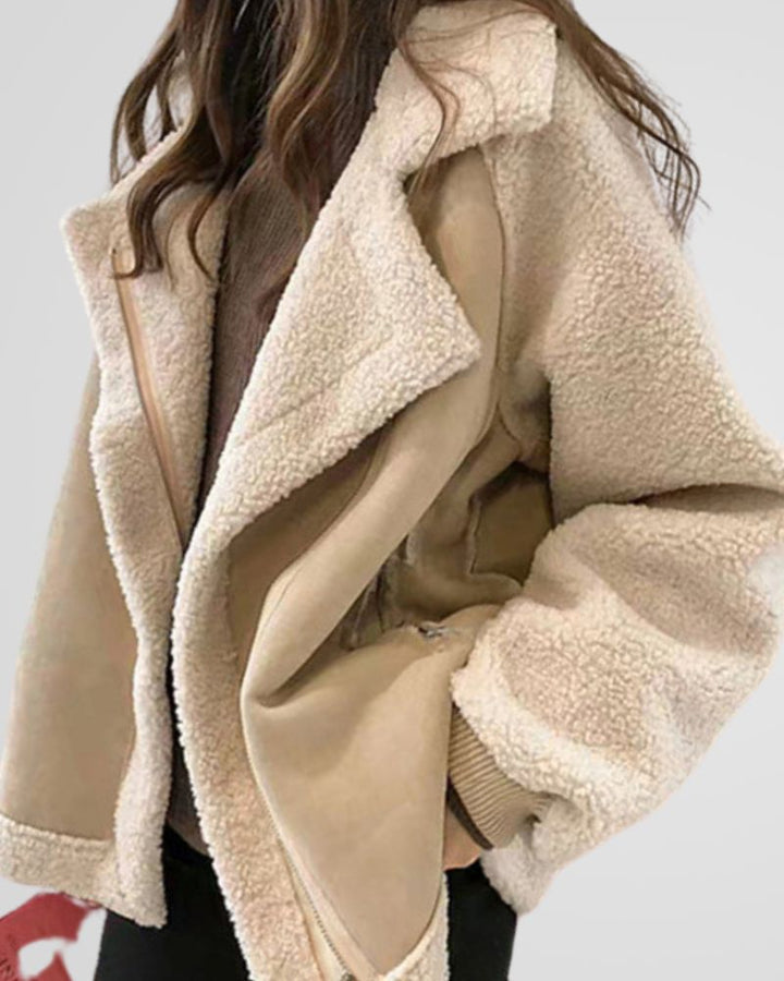 VALENTINA - Teddy winter coat with a luxurious suede look