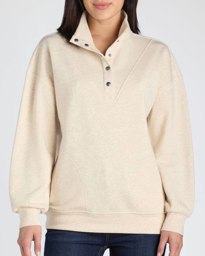 LOLIA - Neck Henley Pullover Sweatshirt