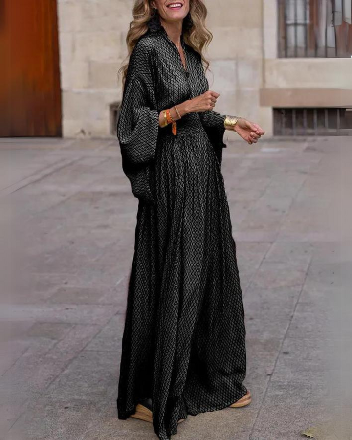 MILAS - V NECK LONG SLEEVES MAXI DRESS