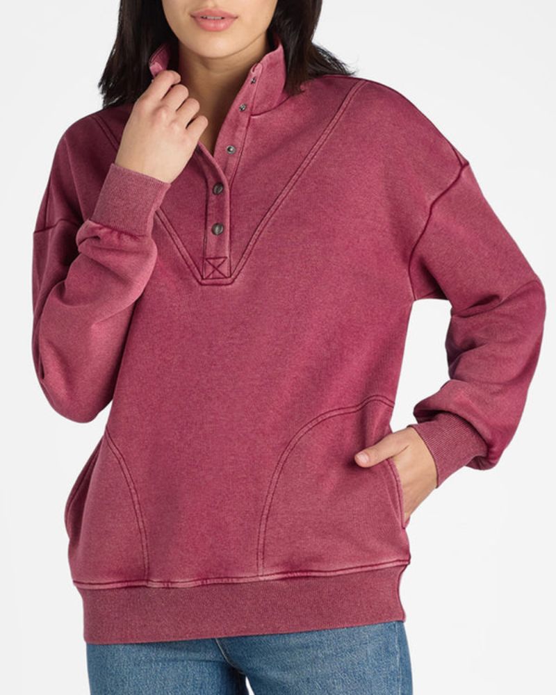 LOLIA - Neck Henley Pullover Sweatshirt