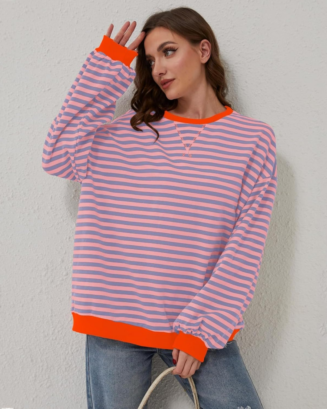 LUA - OVERSIZED STRIPED LONG SLEEVE SWEATSHIRT