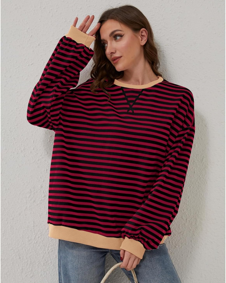 LUA - OVERSIZED STRIPED LONG SLEEVE SWEATSHIRT