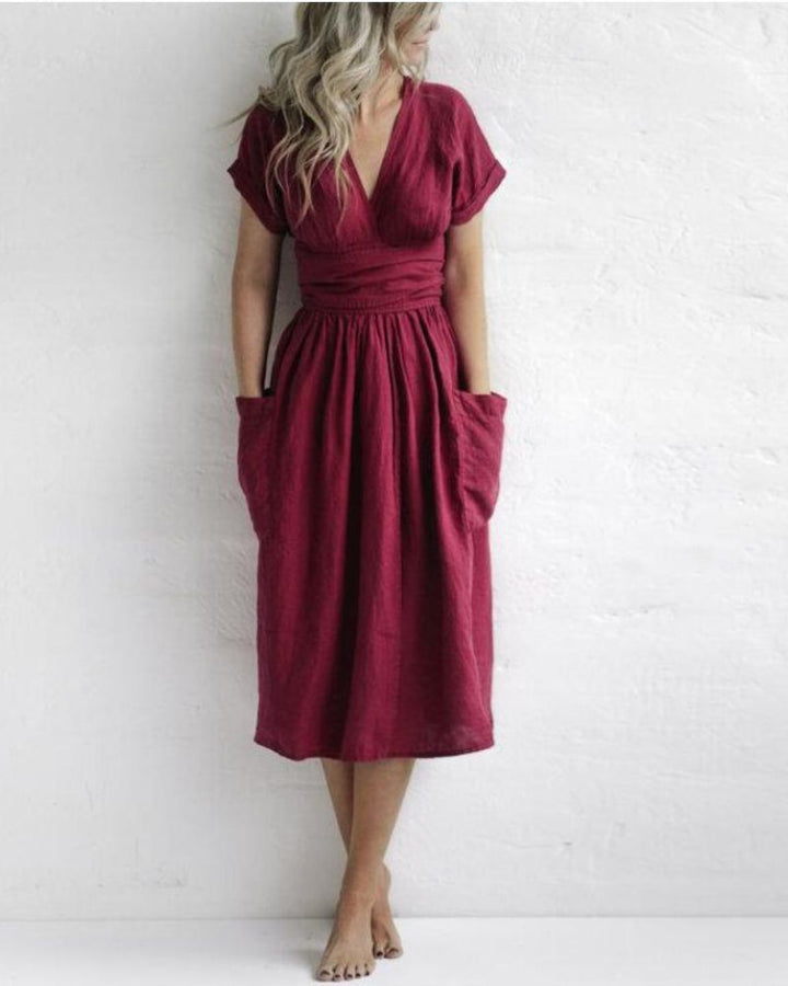 LENORA - WRAP LINEN AND COTTON DRESS