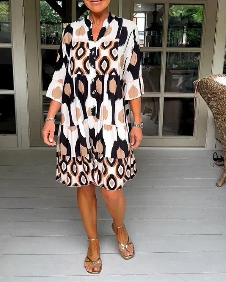 BERTA - PRINTED DRESS WITH 3/4 SLEEVES