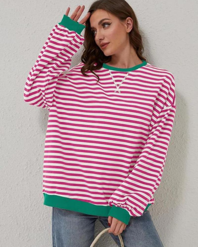 LUA - OVERSIZED STRIPED LONG SLEEVE SWEATSHIRT