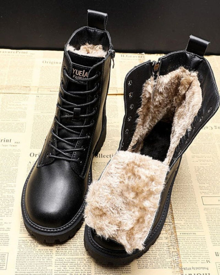 ANDREA - black leather winter boots