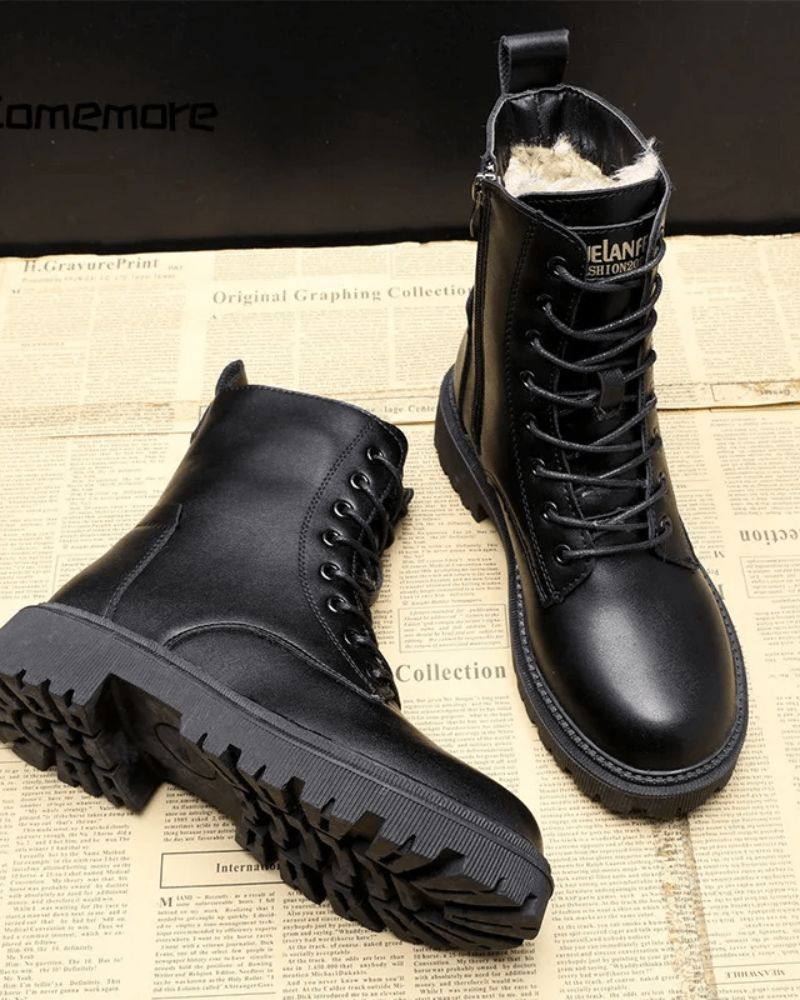 ANDREA - black leather winter boots