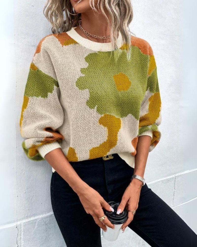 MYANA - Knitted jumper with abstract floral pattern