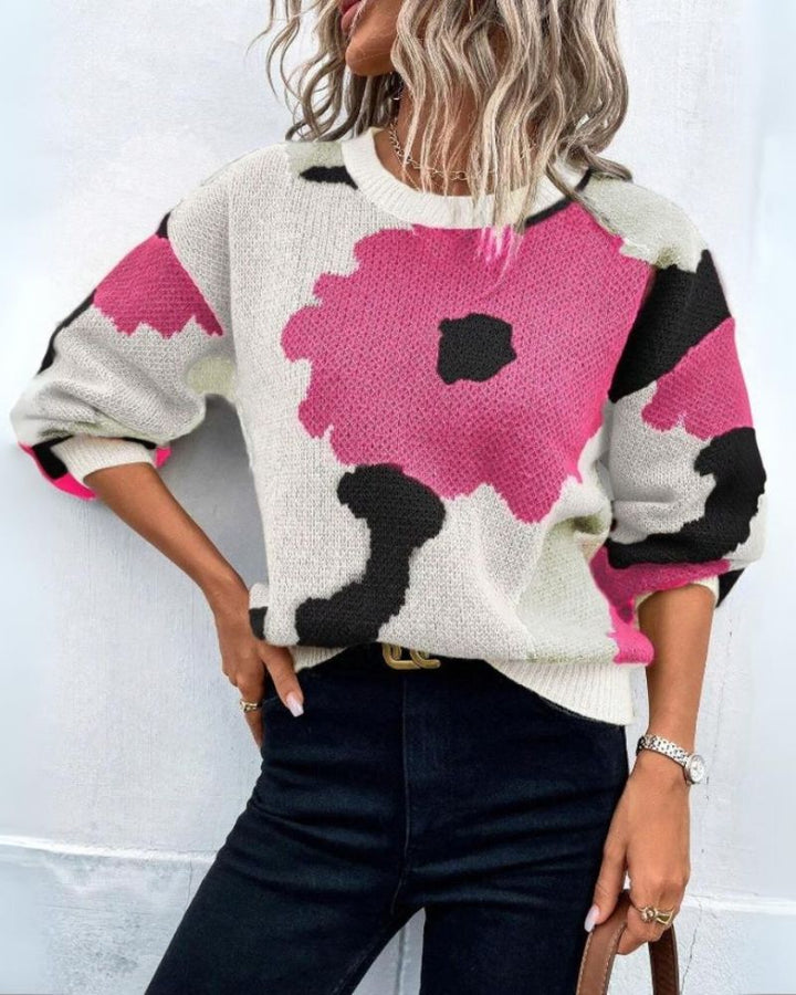 MYANA - Knitted jumper with abstract floral pattern