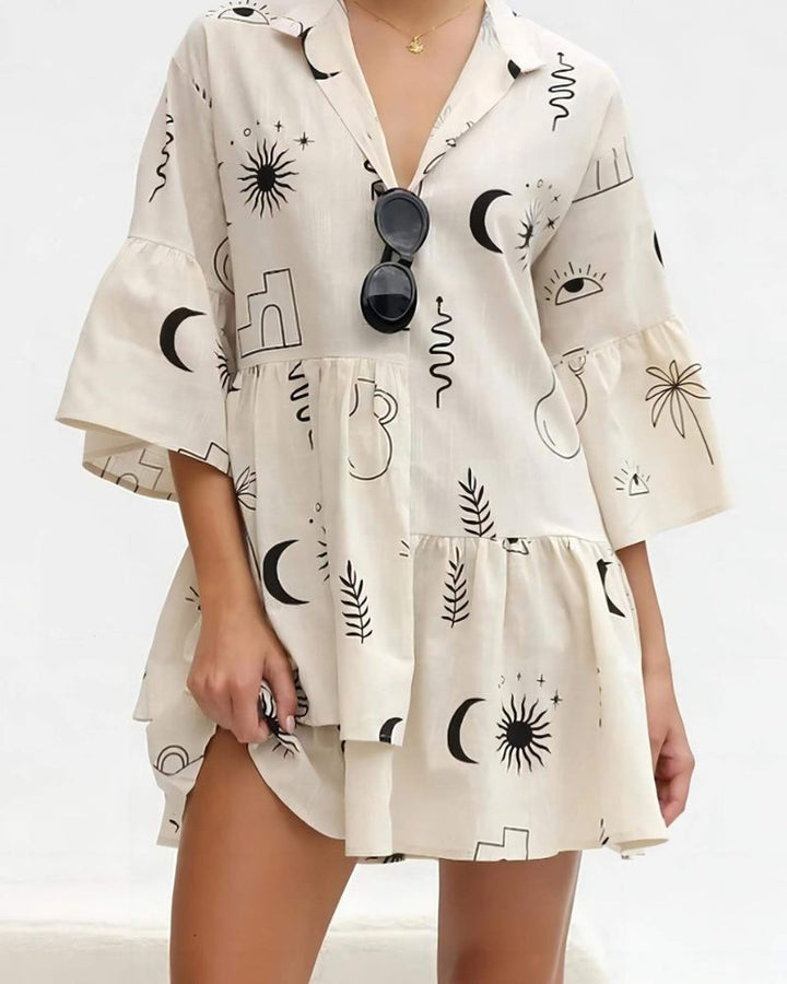 SAMALA - Ethnic Style Loose Shirt Short Dress