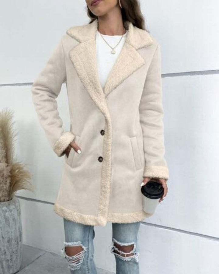 BRILEY - Button Up Lapel Collar Long Sleeve Coat