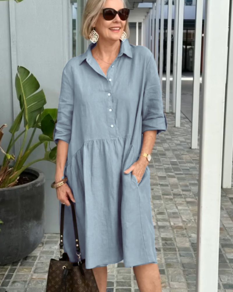 SIRERA - COTTON AND LINEN CASUAL DRESS