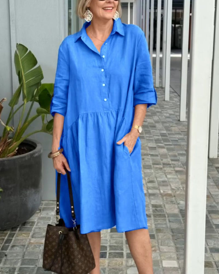 SIRERA - COTTON AND LINEN CASUAL DRESS