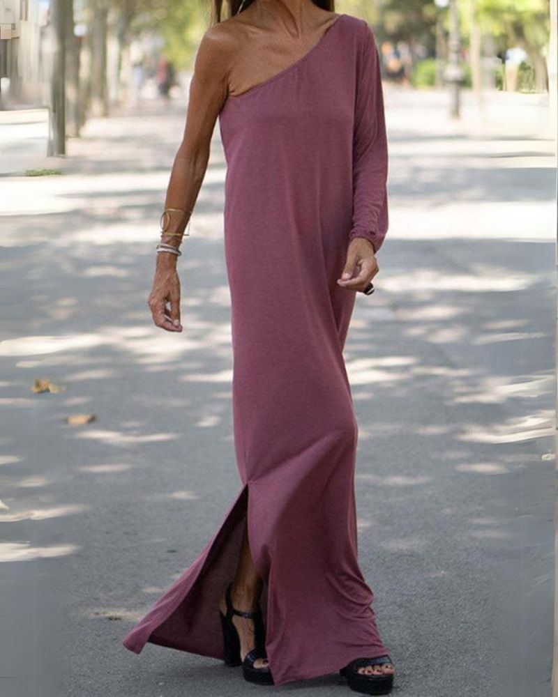 LUNA - SIDE TO SIDE ONE SHOULDER STATEMENT MAXI DRESS