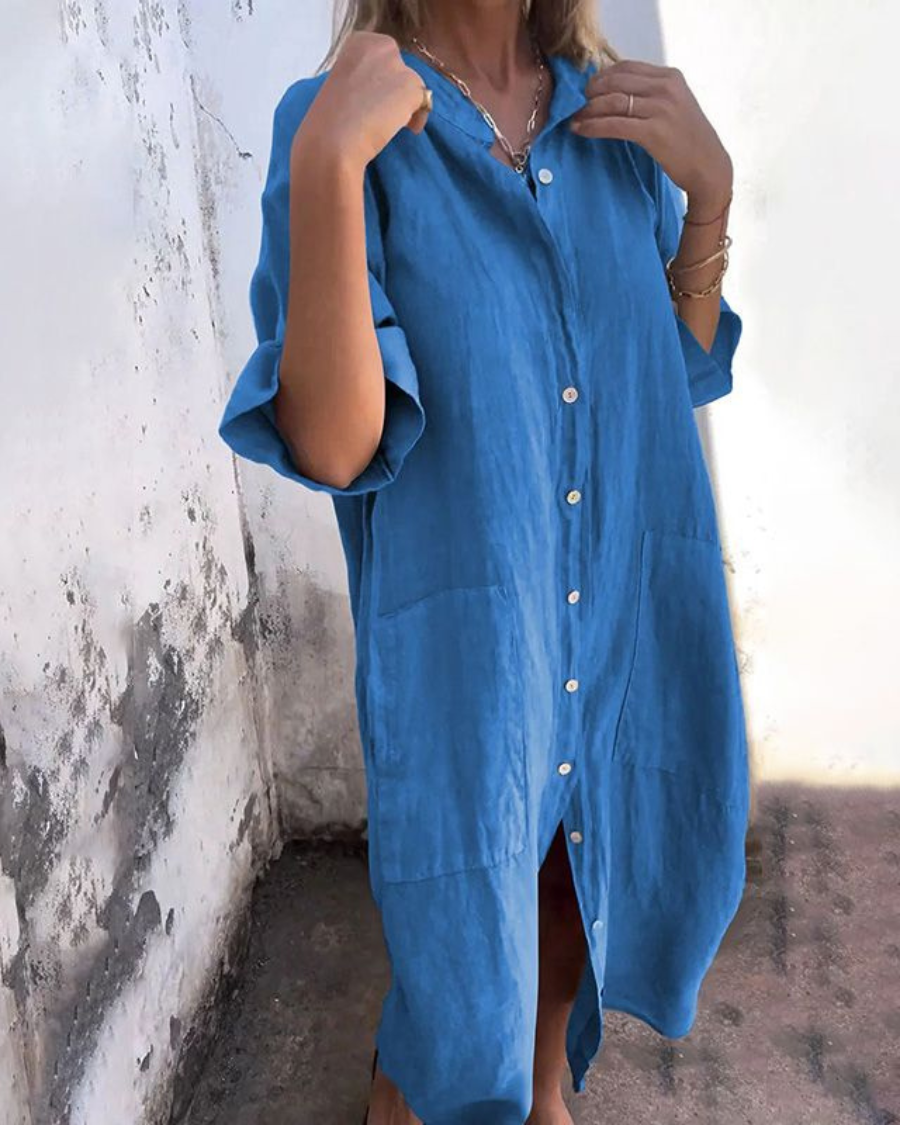 MEIVA - Cotton Linen Shirt Long Dress