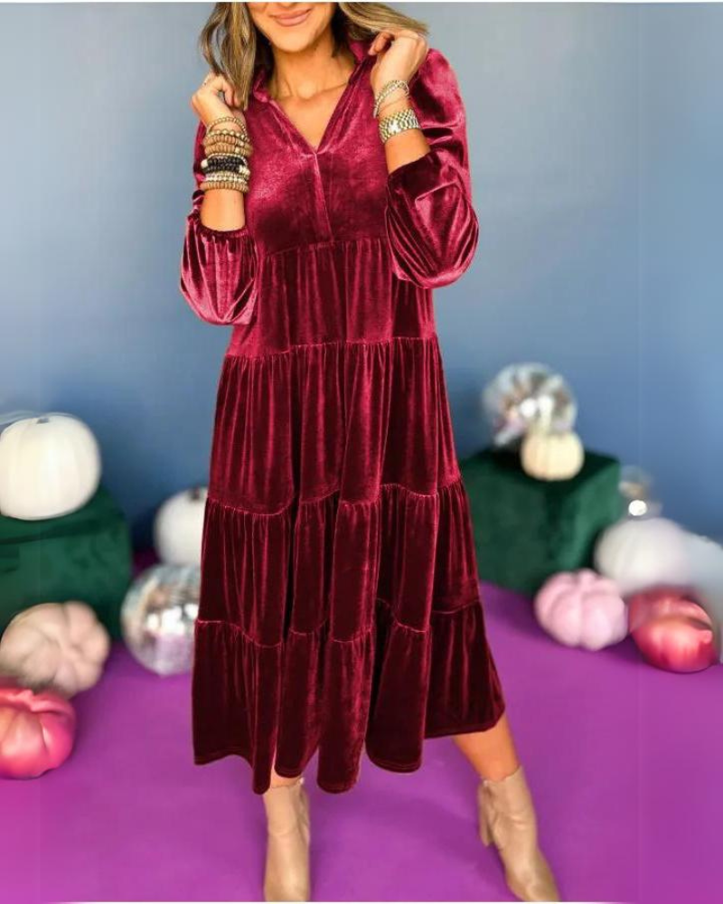 YOANA - VINTAGE LONG SLEEVE VELVET DRESS