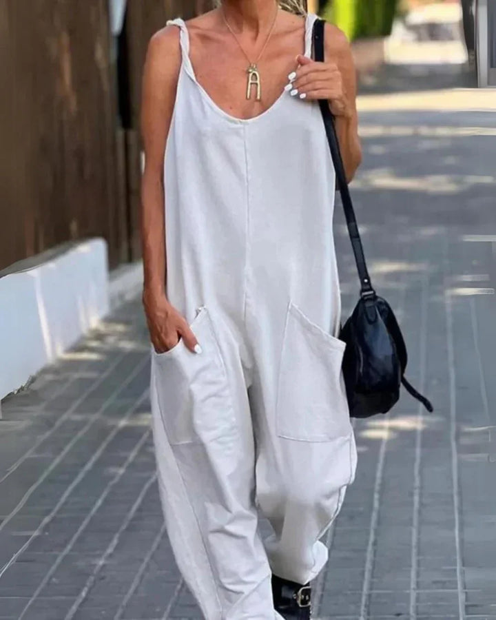 RELAXING BAY - SOLID COLOR CASUAL JUMPSUIT