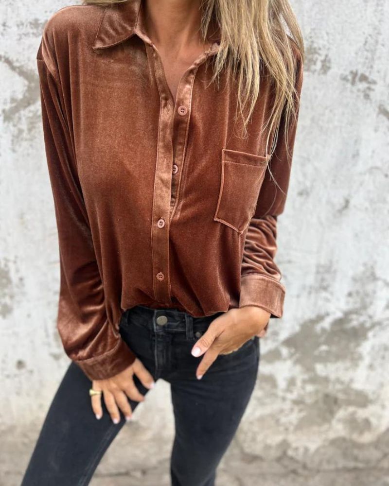 CATHERINE - Elegant Velvet Blouse