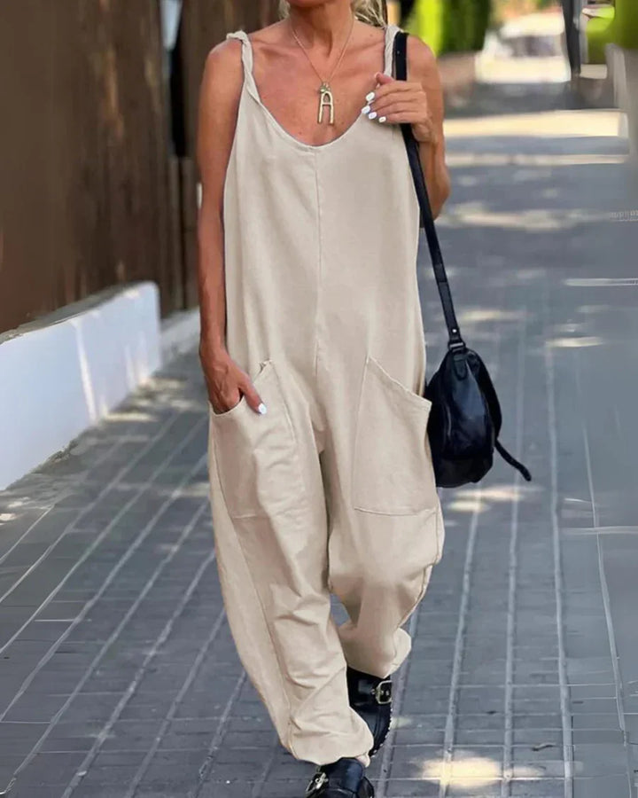 RELAXING BAY - SOLID COLOR CASUAL JUMPSUIT