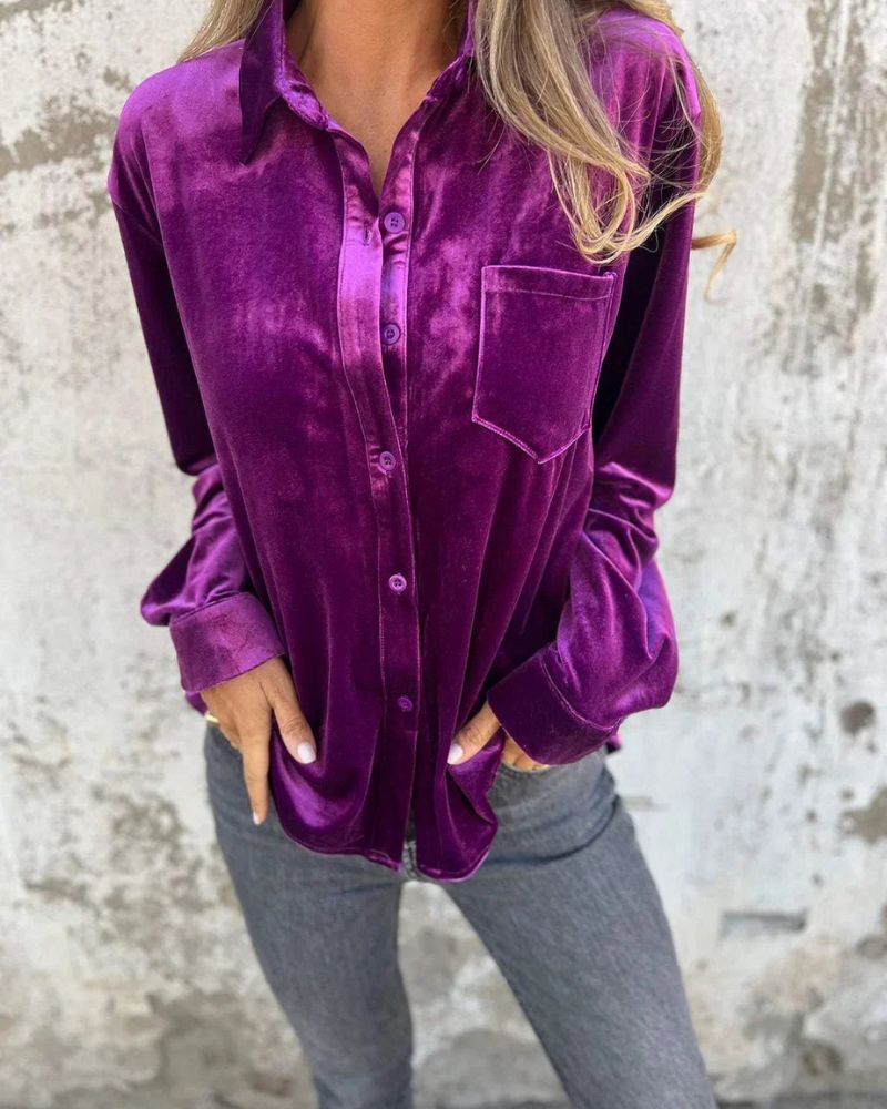 CATHERINE - Elegant Velvet Blouse