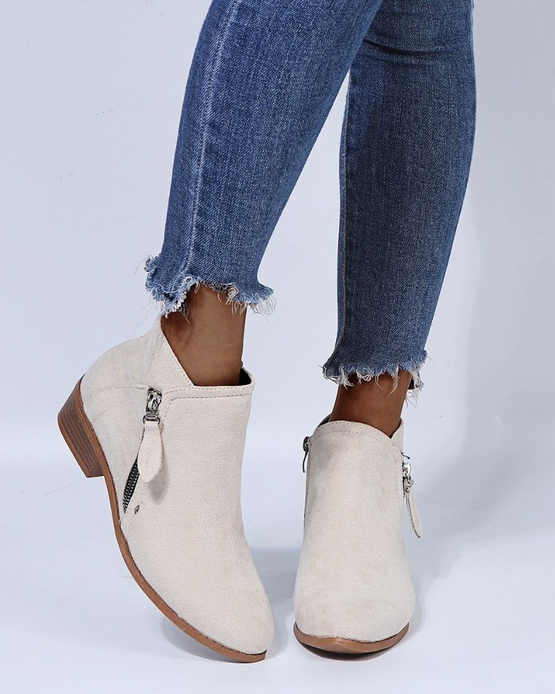 LORIA - Suede Boots with Thick Heels