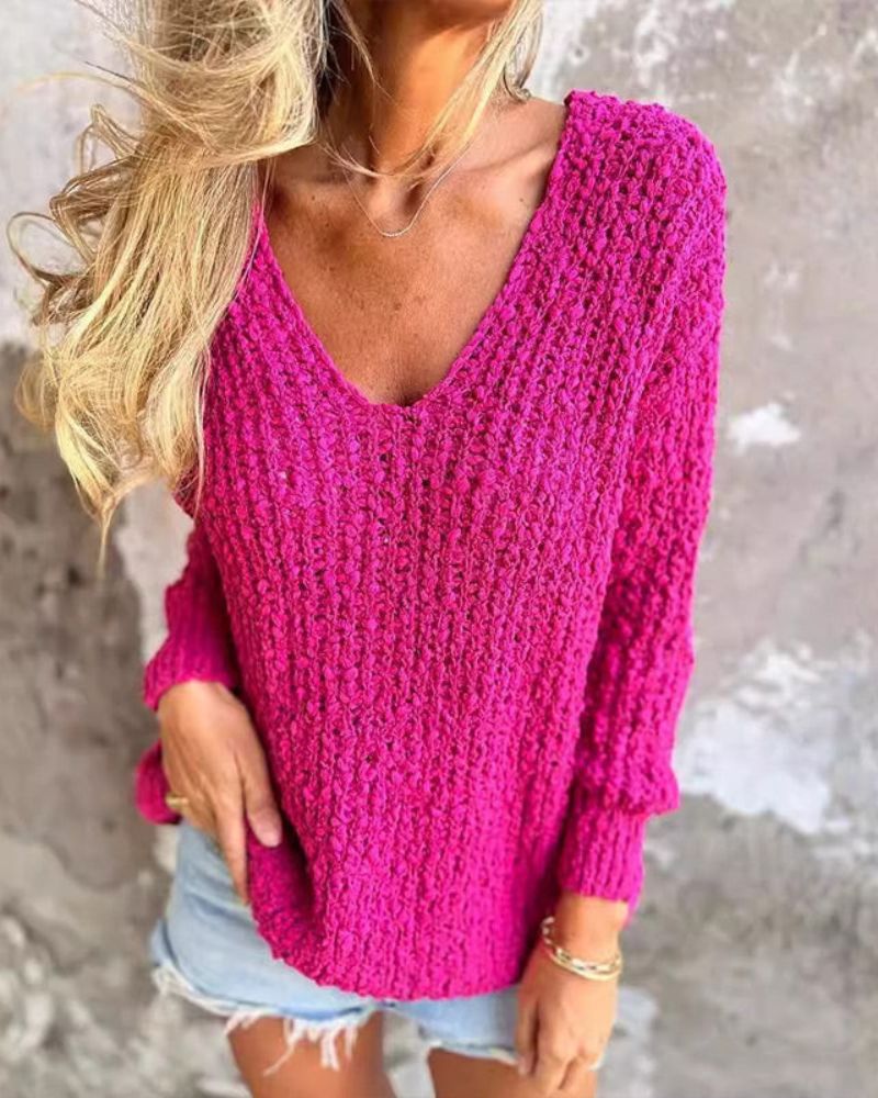 DAILA - Textured crochet jumper with long sleeves