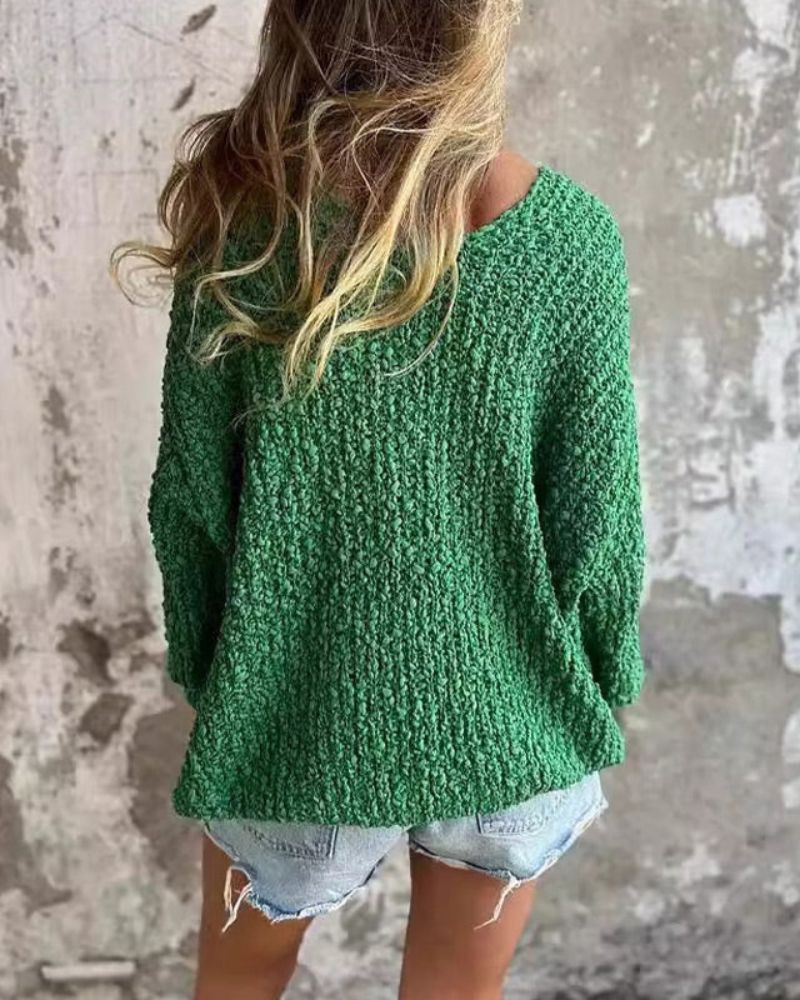 DAILA - Textured crochet jumper with long sleeves