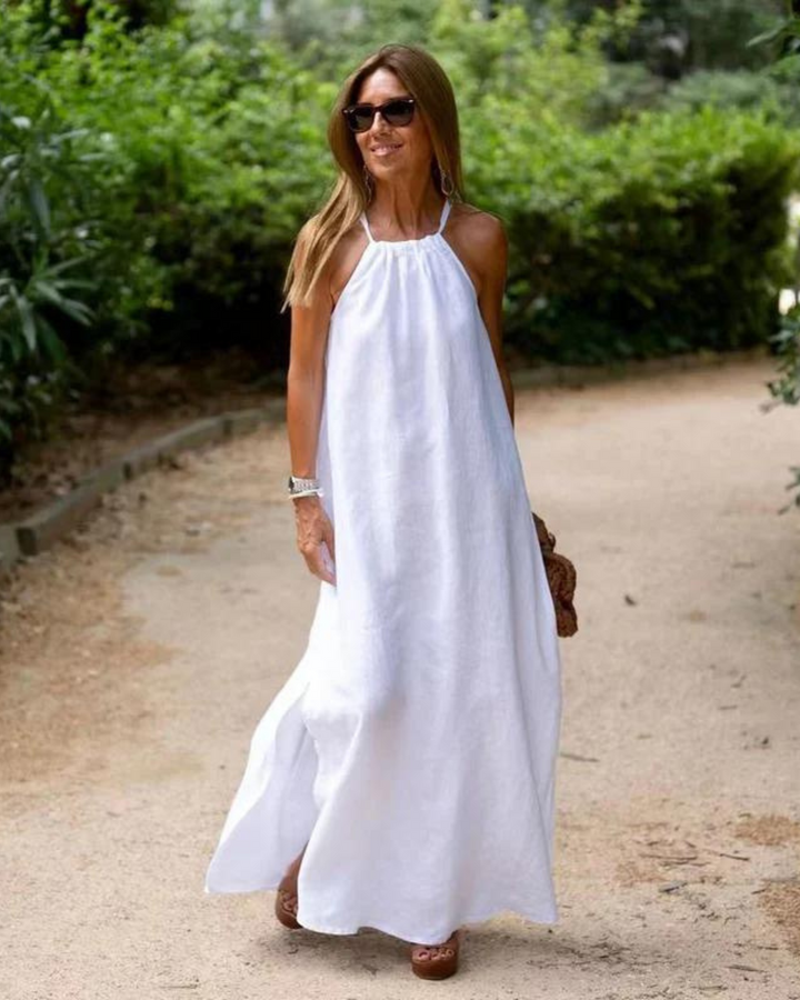 DOWN THE COVE - Long dress in linen blend