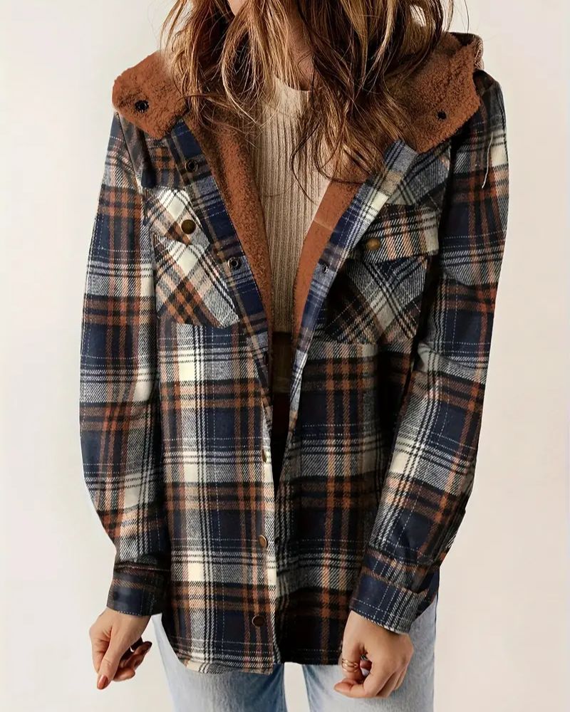 HILARY - Checkered Jacket with Sherpa Lining