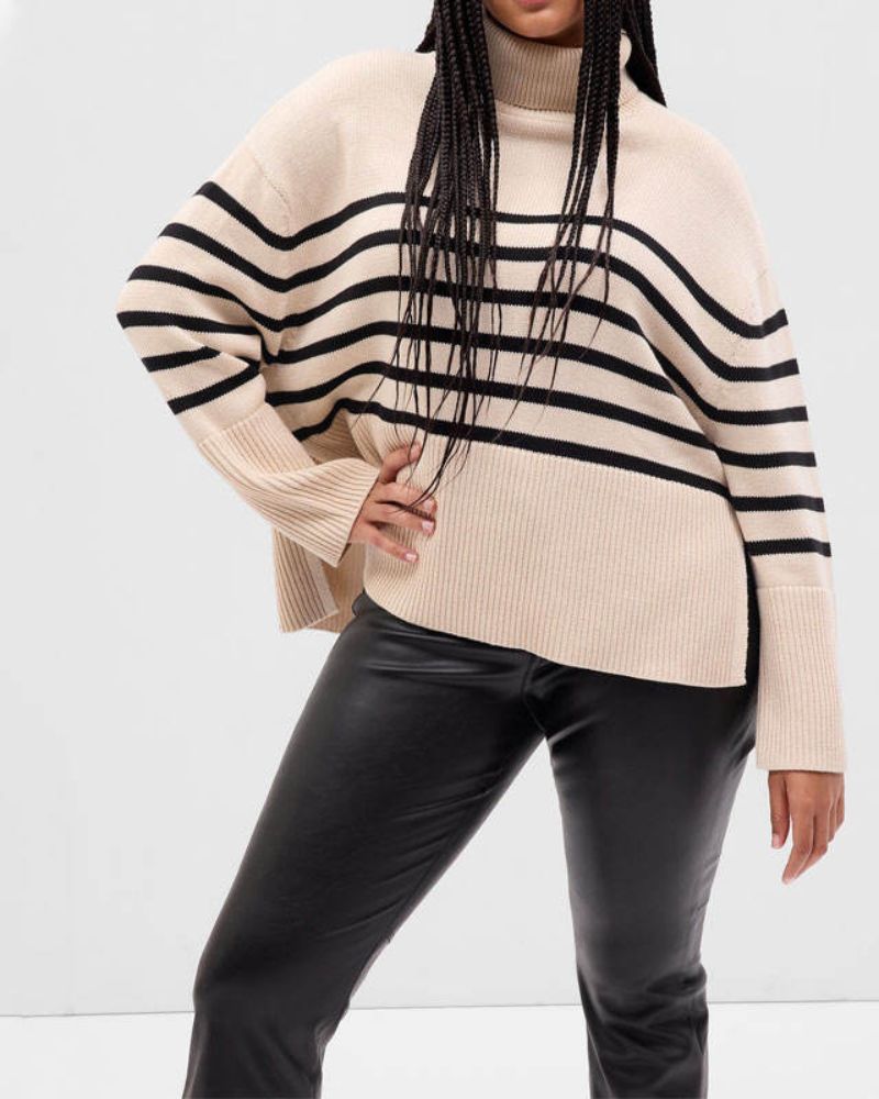 AMELIE - Striped Black and White Knit Sweater