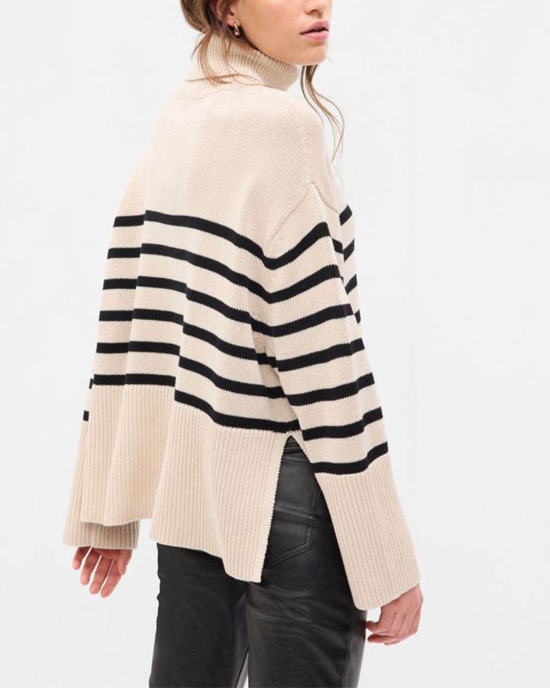 AMELIE - Striped Black and White Knit Sweater