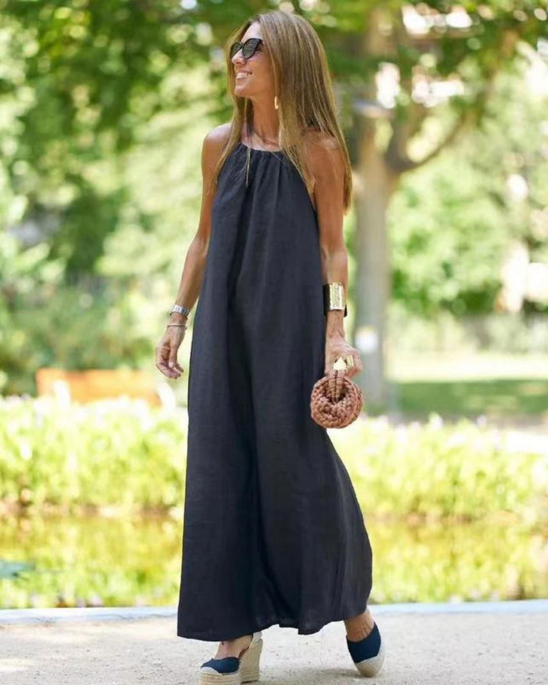 DOWN THE COVE - Long dress in linen blend