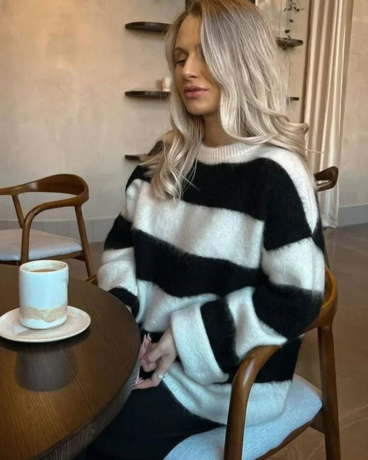 CEALA - STRIPED KNIT LOOSE SWEATER