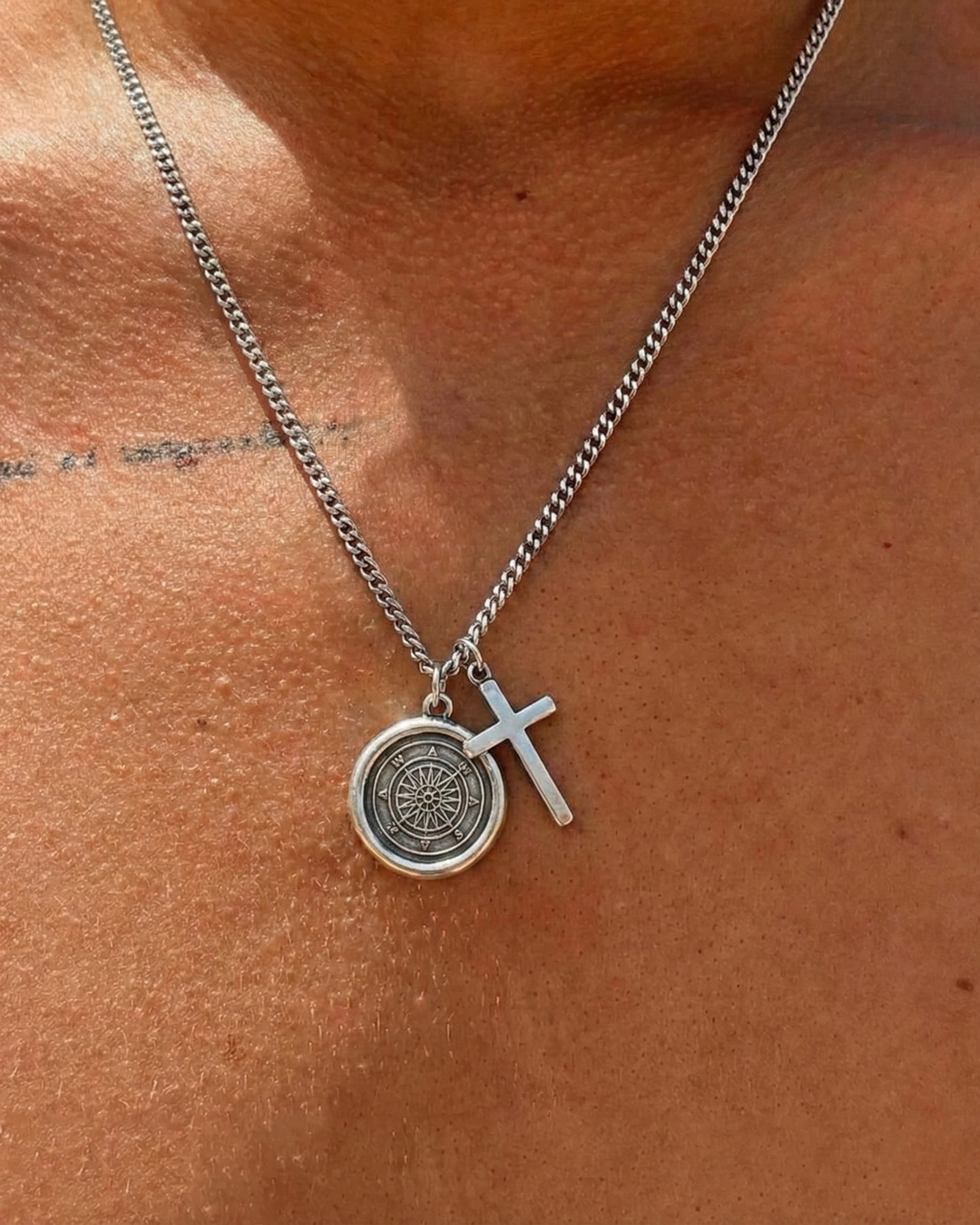 COMPASS & CROSS NECKLACE