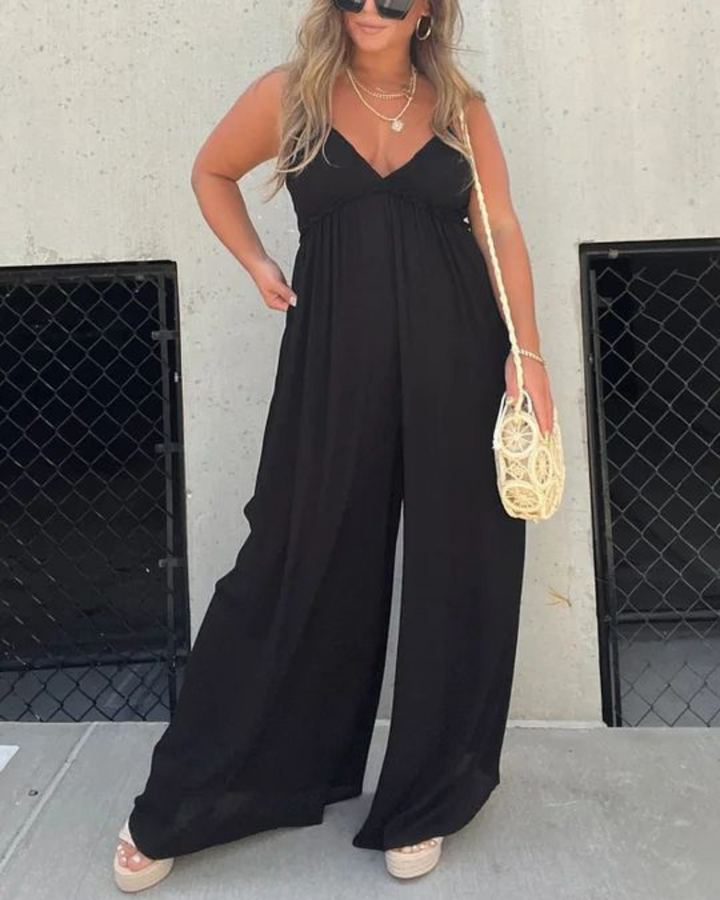 ILIANA - COTTON V-NECK JUMPSUIT