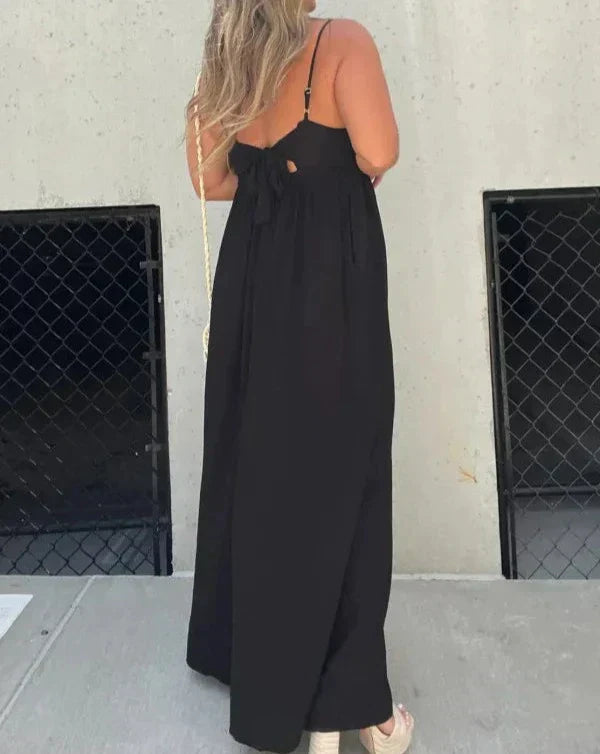 ILIANA - COTTON V-NECK JUMPSUIT