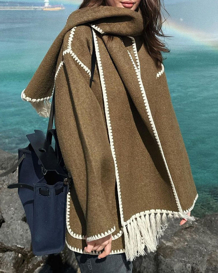 SUMA - Hepburn Style Woolen Cape Coat