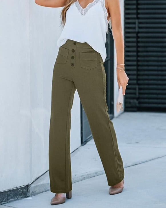 ANDY - High-waisted elastic casual pants